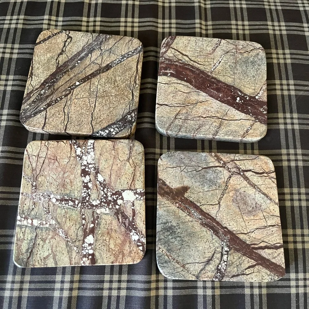 Marble Coaster Set with Natural Patterns set of 4